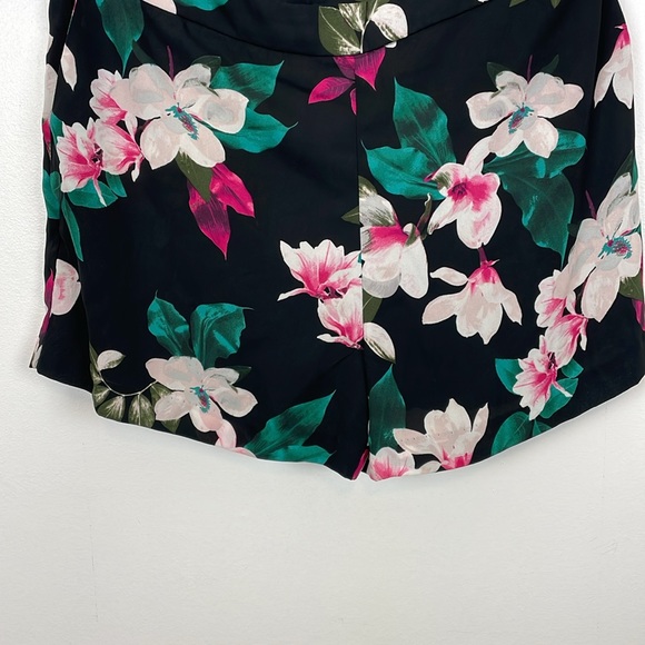 1.State Womens M Stretch Banded Strapless Floral Tropical Lined 2 Pocket Romper - Picture 2 of 11